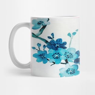 Blue Flowers with White Background Mug